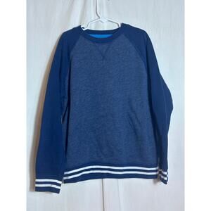 Athletic Works Kids Fleece Crew Sweatshirt – Blue Raglan | Size L (10–12)
